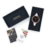 Amalfi Petite Vegan Leather Rose Gold/Black/White Watch Hurtig Lane Vegan Watches