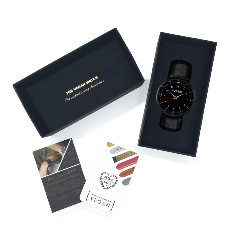 vegan watch gift set black vegan leather watch 