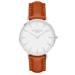 hurtig lane vegan watch silver, white and tan- vegane uhr