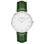 Vegan leather watch silver, white and green- hurtig lane- vegane uhren