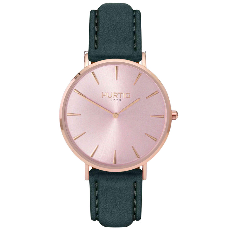 Hymnal Vegan Suede Watch All Rose Gold & Coral - Hurtig Lane - sustainable- vegan-ethical- cruelty free