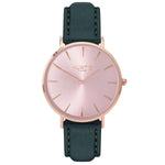 Hymnal Vegan Suede Watch All Rose Gold & Forest Green - Hurtig Lane - sustainable- vegan-ethical- cruelty free
