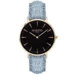 Hymnal Vegan Suede Watch Gold, Black & Coral - Hurtig Lane - sustainable- vegan-ethical- cruelty free