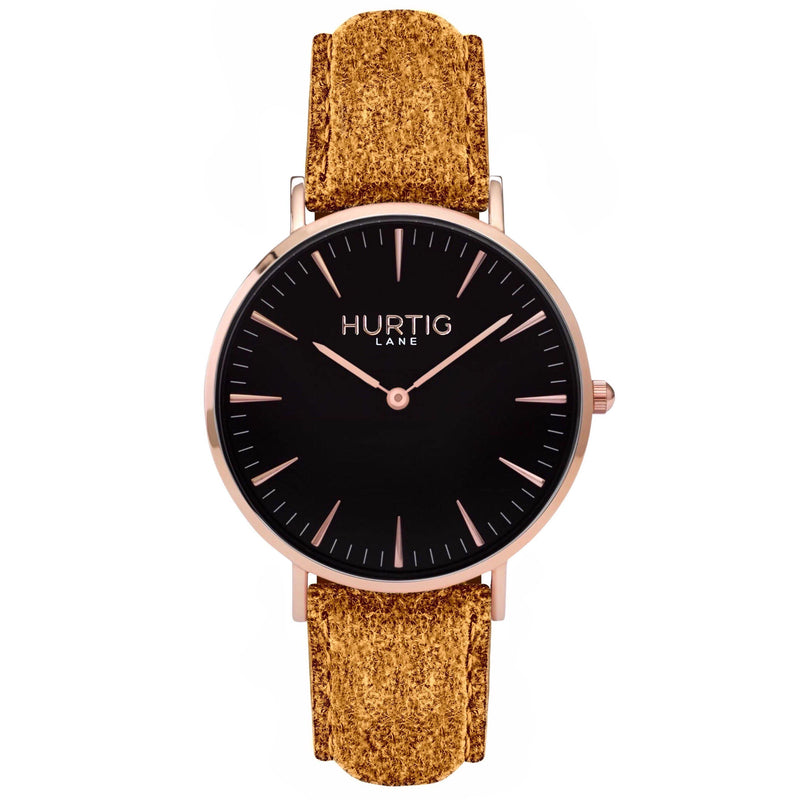 Hymnal Vegan Suede Watch Rose Gold, Black & Berry - Hurtig Lane - sustainable- vegan-ethical- cruelty free