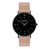 Moderna Stainless Steel Watch All Black & Rose Gold - Hurtig Lane - sustainable- vegan-ethical- cruelty free
