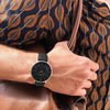 men's vegan leather watch gold and black