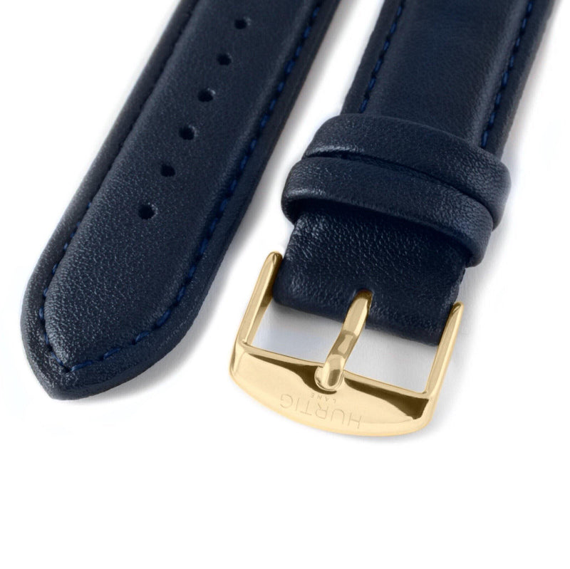 Mykonos Vegan Leather Watch Gold, Black & Midnight Blue - Hurtig Lane - sustainable- vegan-ethical- cruelty free