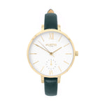 Amalfi Petite Vegan Leather Watch Gold, White & Forest Green Watch Hurtig Lane Vegan Watches