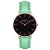 rose gold and mint green vegan watch
