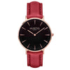 Vegan leather watch Rose gold and red