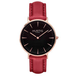 rose gold and red vegan watch