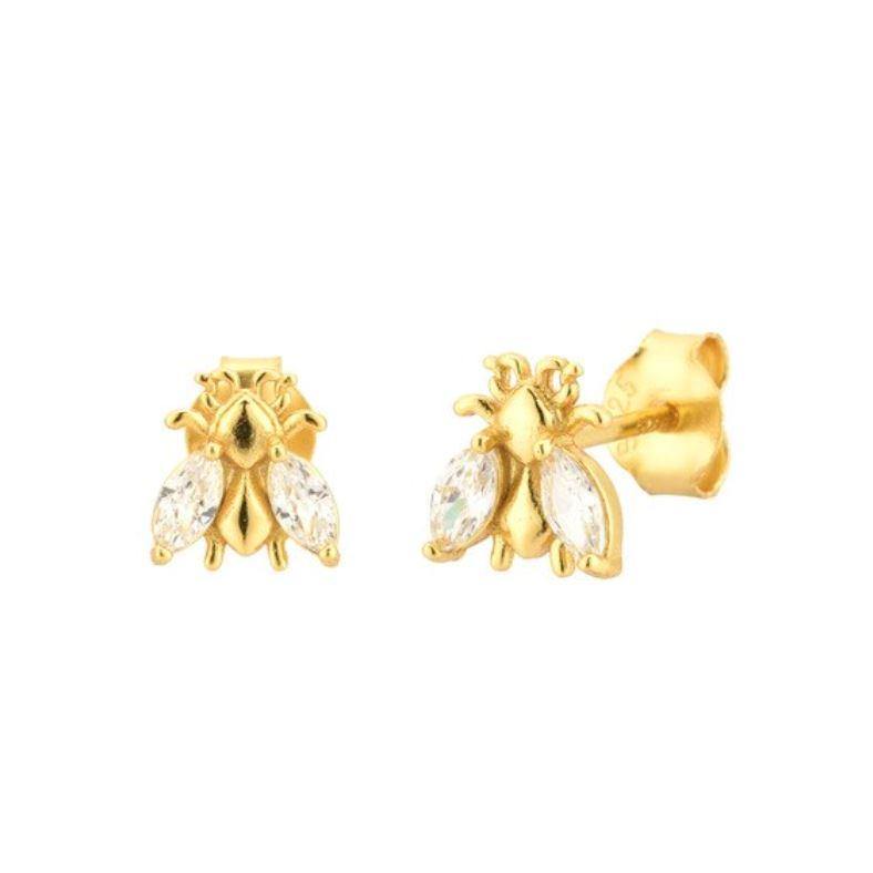 Gold Bee earrings- stud earrings 