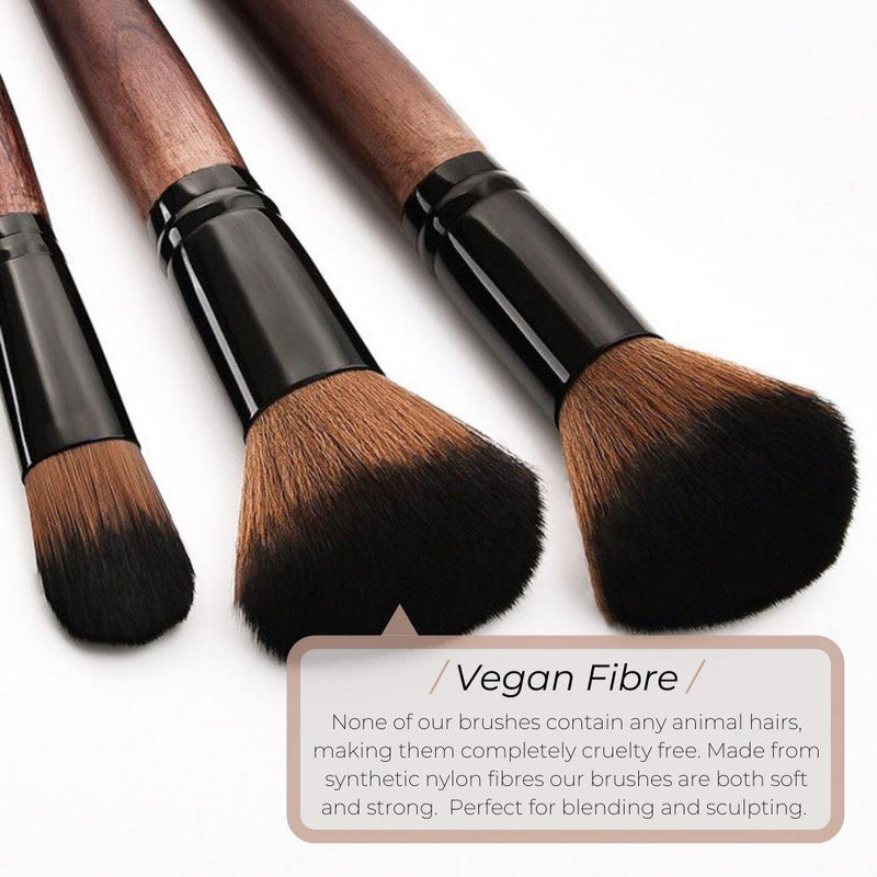 Vegan Makeup Powder/Liquid Brush- Sustainable Wood and Black Makeup Brushes Hurtig Lane