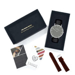 Vegan friendly watch gift box set black/grey and chestnut brown 