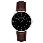 Moderna Vegan Leather Watch Silver, Black & Coral Watch Hurtig Lane Vegan Watches